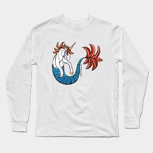 Mermaid Unicorn - Stripes — Mermay Unicorn Illustration series Long Sleeve T-Shirt